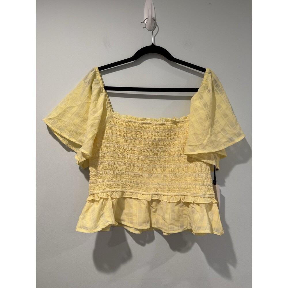 NEW ASTR The Label Top Womens XL Butter Yellow Coastal Preppy Cottage Festival